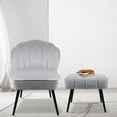 thumbnail image 2 of Fionafurn Velvet Accent Chair with Ottoman Set, Modern Wingback Chair, Gray, 2 of 7