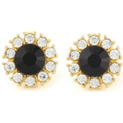 Round Black Crystal Center Stone Earrings