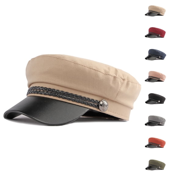 Preppy Style Flat Cap, Retro Short Brim Baseball Cap for Men Women, Adjustable Peaked Hat for Daily Wear, Outdoor, Hiking and Beach-Black