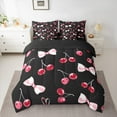 thumbnail image 2 of Manfei Bow Knot Ribbon 7-Piece Bedding Comforter Set,Cartoon Cherry King Bedding Sets,Pink Red Black Bed Sheets For Girls Teens,Super Cozy Room Decor Reversible, 2 of 8