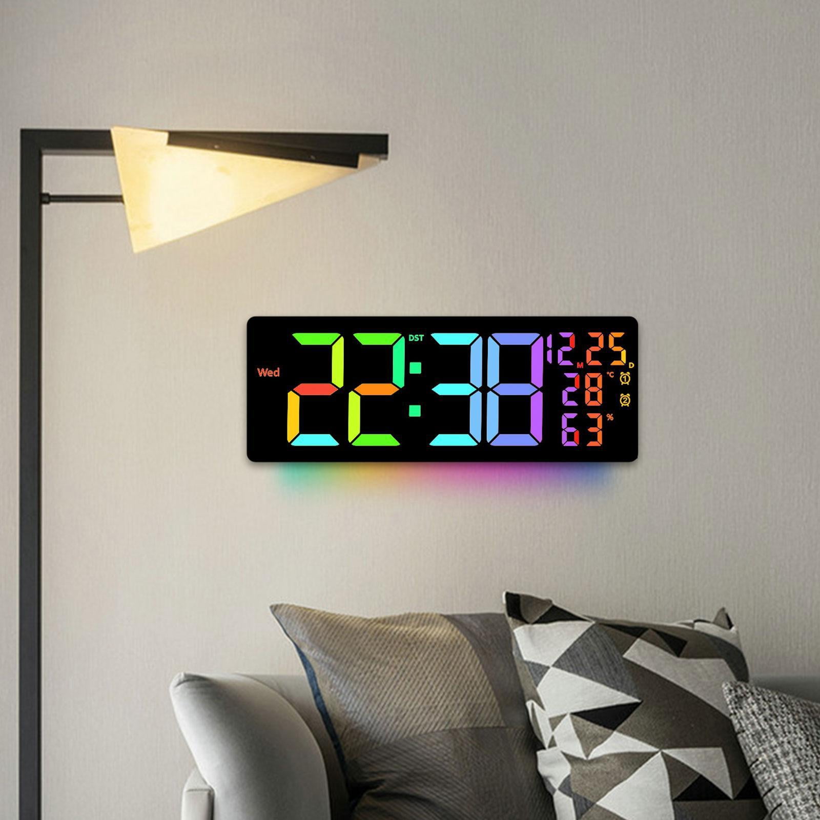 deevoka LED Digital Wall Clock Calendar 12/24H  degreeF/ degreeC Switchable Auto Dimming Date Week