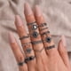 thumbnail image 5 of 15Pcs Juego de Anillos de Plata para Mujeres Chicas Vintage apilable Boho dedo Anillos de aleación de resina Rhinestone Anillos Retro Geometría Anillo Joyería, 5 of 6