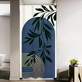 thumbnail image 3 of Small Stall Navy Blue Mid Century Arch Shower Curtain Boho Bohemian Leaf Modern Rv Narrow Half Size 36Wx72H Inch Simple Minimalist Fabric Decor Bathroom Polyester Waterproof 7 Pack Hooks, 3 of 6