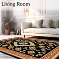 thumbnail image 2 of ODIKA 4x6 Machine Washable Non-Slip Area Rug, Boho Chic Interlocking Motif with Rustic Ornamental Details Ultra Soft Rug, None, 553368, 2 of 7