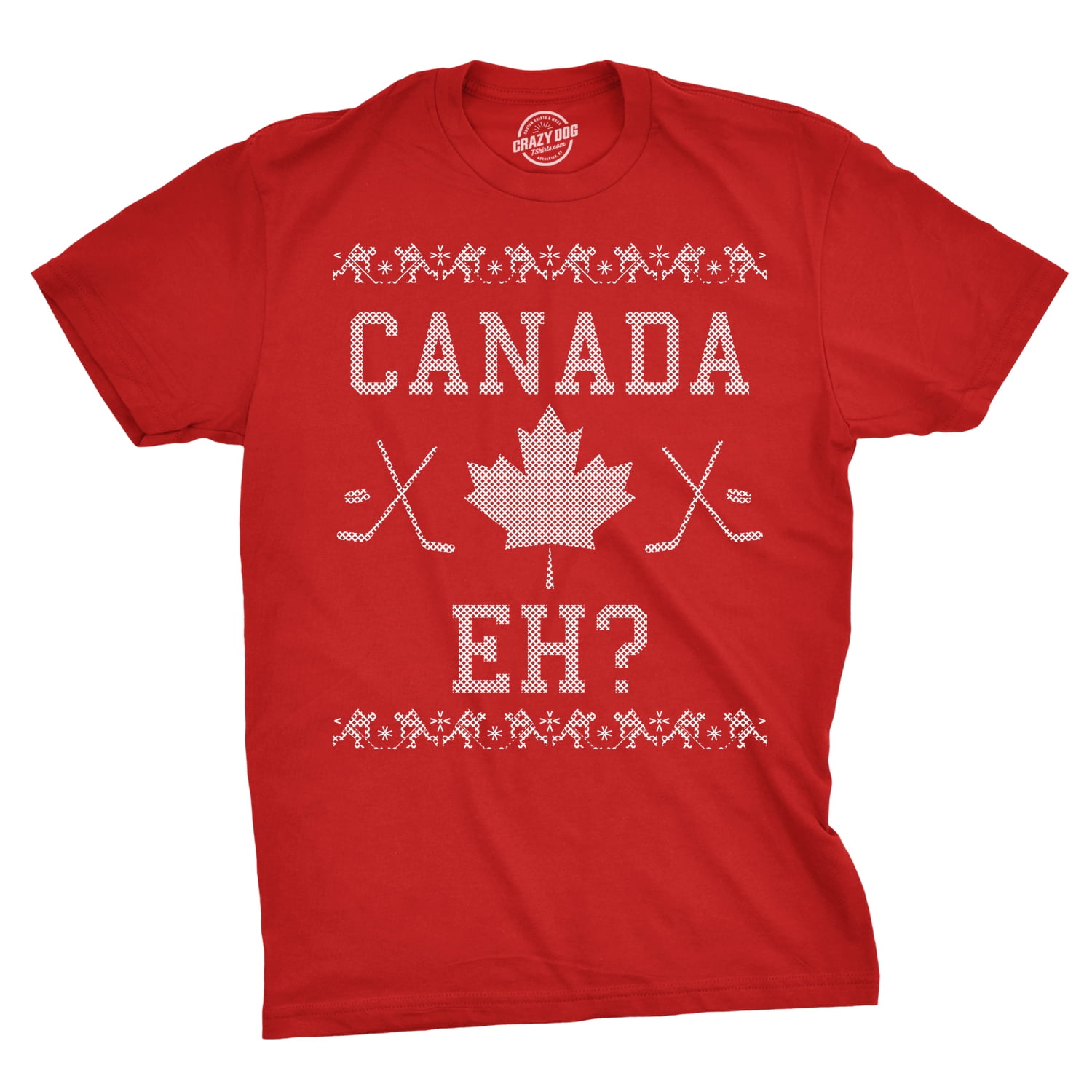 Mens Canada Ugly Christmas Sweater Canadian Pride Holiday T (Red) M Graphic Tees -