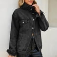 thumbnail image 6 of Zefriona Womens Denim Jacket Asymmetric Hem Drop Shoulder Button Pocket Long Sleeve Jean Coat Dark Gray Size XL, 6 of 9