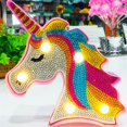 thumbnail image 1 of Pintura de diamante Unicornio con luces LED DIY Forma especial Taladro completo Cristal Diamante Dibujo Lámpara de noche para decoración del hogar, 1 of 5