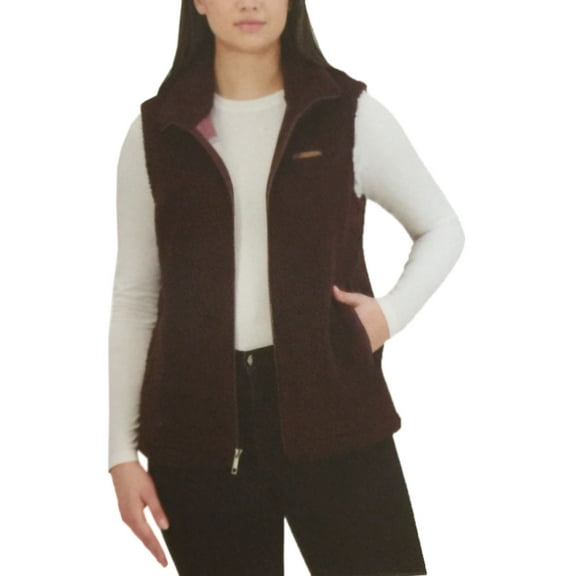 Sage Women's Fleece Lined Sherpa Vest (Burgundy, L)