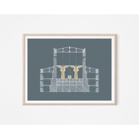 POSTER Solomon's Temple Blue, Holy of Holies, Mt Zion, City of David, Bible Art, WALL Art, Cheribum, Ark of Covenant, BibleSketches-UNFRAMED