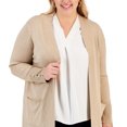 thumbnail image 2 of JM Collection Women's Button Sleeve Lurex Cardigan Yellow Size 3X, 2 of 3