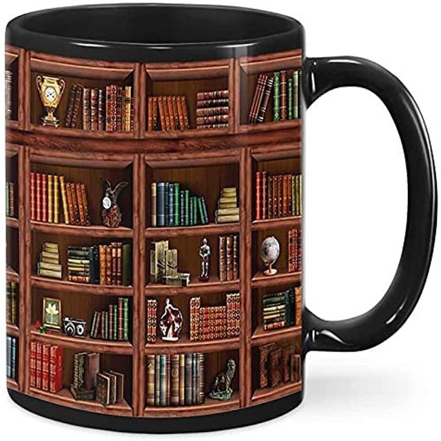 Taza de café, diseño de estantería de cerámica, 350 ml