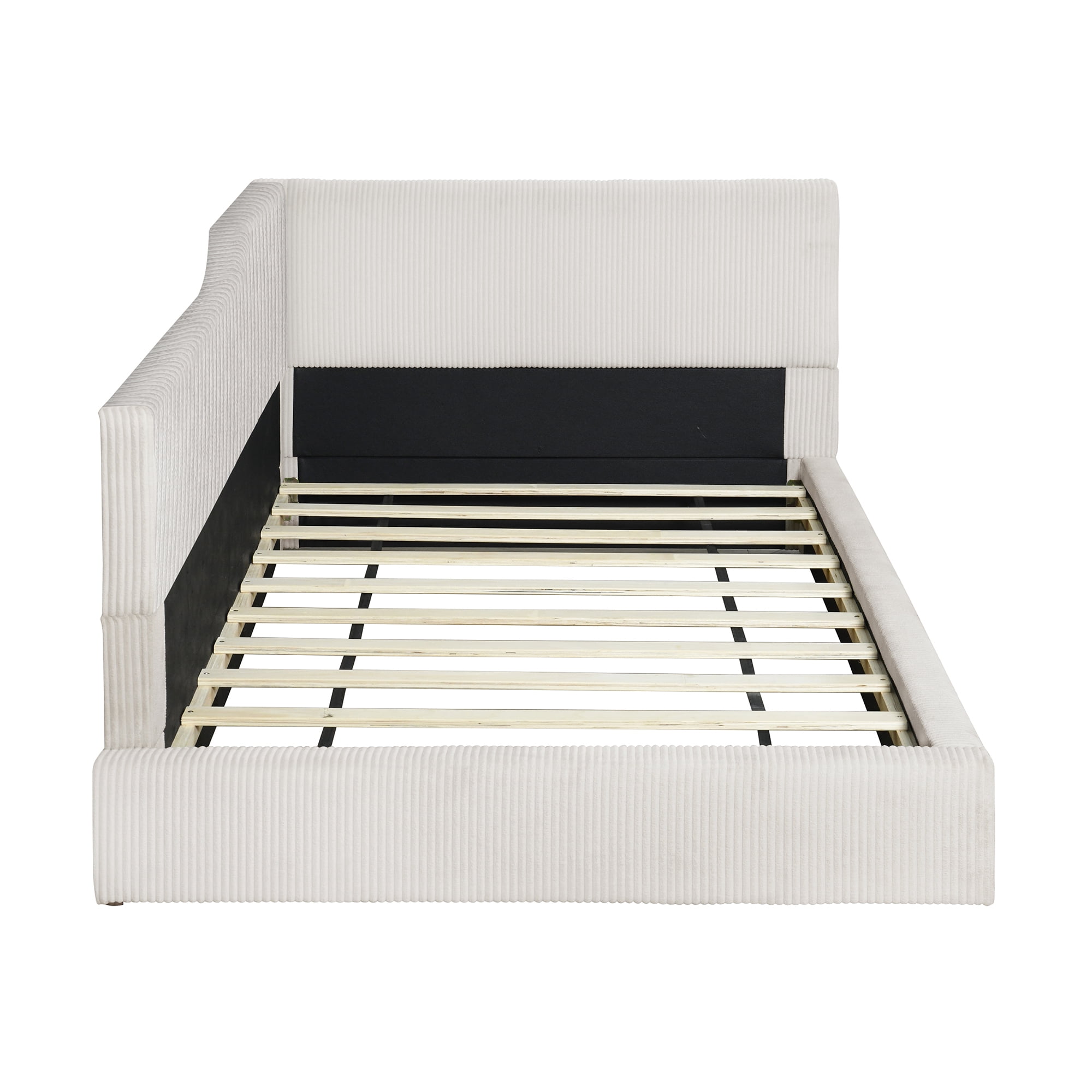 Euroco Twin Size Wood Daybed Platform Bed with Headboard for Bedroom, Beige