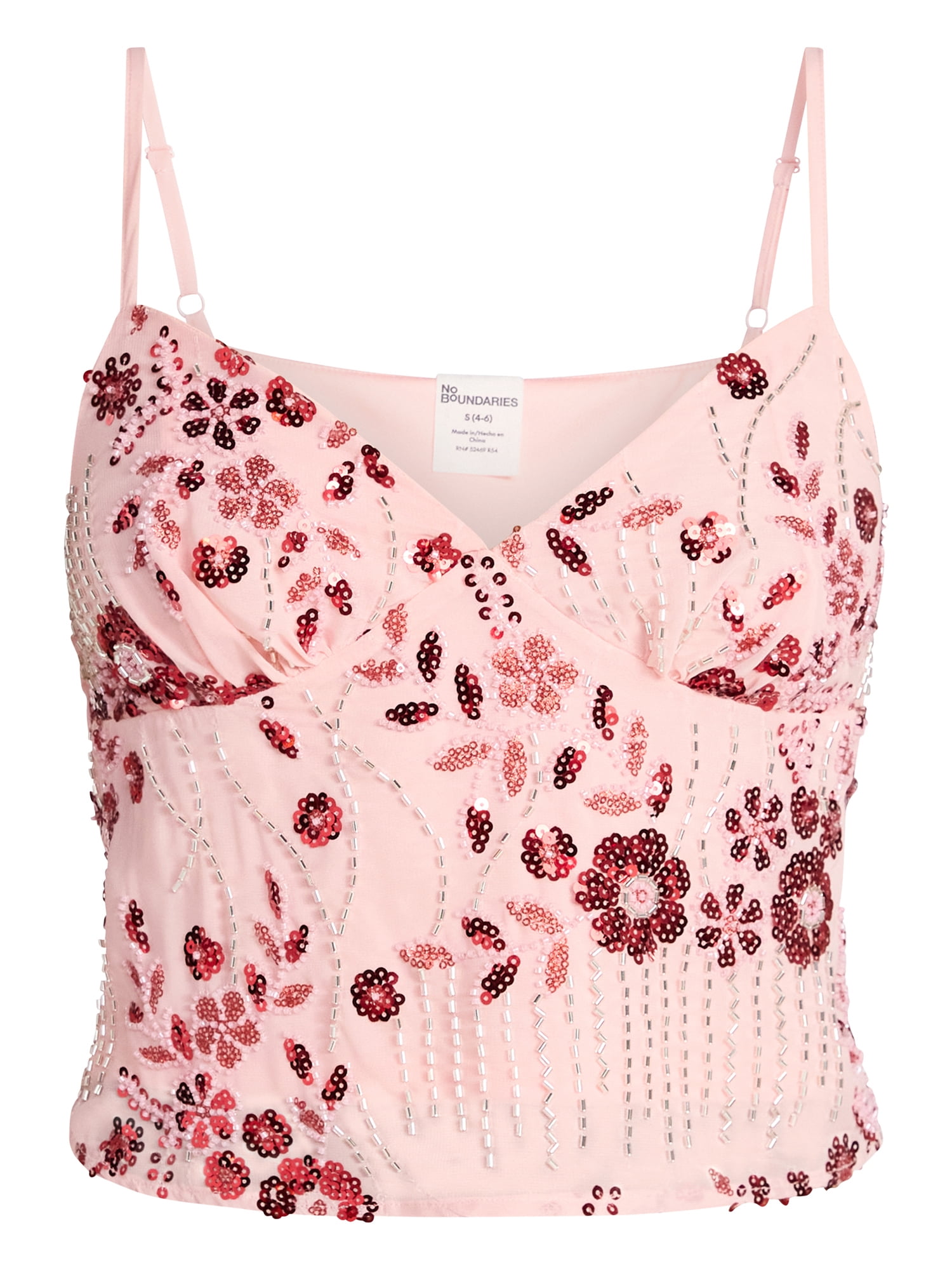 No Boundaries Junior's Beaded Camisole, Sizes XXS-XXL