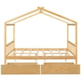 thumbnail image 6 of Full Size House Platform Bed with 2 Drawers,Headboard and Footboard,Roof Design,Natural, 6 of 9