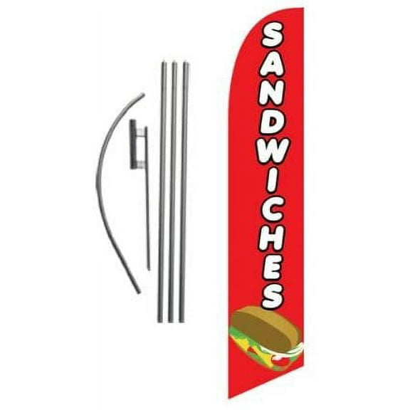 Sandwiches Restaurant Advertising Feather Banner Swooper Flag Sign with Flag Pole Kit and Ground Stake