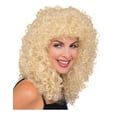 thumbnail image 2 of Long Blonde Tight Curly Wet Look Deluxe 80s Rock Star Adult Unisex Costume Wig, 2 of 2