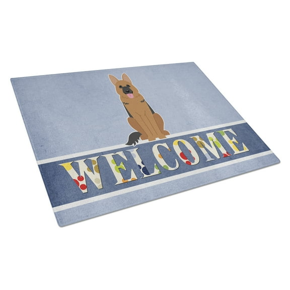 Carolines Treasures German Shepherd Welcome Glass Cutting Board Large 12H x 16W multicolor