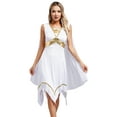 thumbnail image 1 of iiniim Robe Tunique Grecque Ancienne pour Femmes Costume d'Halloween Robe en Chiffon à Manches Longues Blanche G, 1 of 5