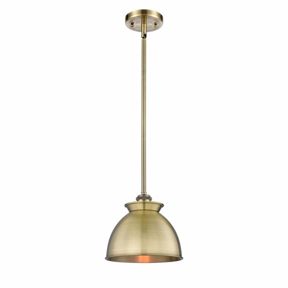 516-1S-AB-M14-AB Innovations Lighting Adirondack - 1 Light Stem Hung Mini Pendant In Art Deco Style-10 Inches Tall and 8.13 Inches Wide-Antique Brass
