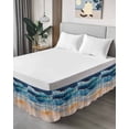 thumbnail image 4 of Abstract Ocean Bed Skirt King Size 16" Drop Gradient Sea Wave Oil Painting Modern Ruffled Wrap Around Bed Skirts Adjustable Elastic Bedskirt Dust Ruffle for King Size Bed, 4 of 7