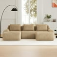 thumbnail image 4 of Cloud Sectional Couches for Living Room, Boneless Couch Modular Sectional Sofa, U Shaped Couch Modern Deep Seat Sofa with Ottoman, 3 Seater Floor Sofas for Bedroom, No Assembly Required,Camel, 4 of 10