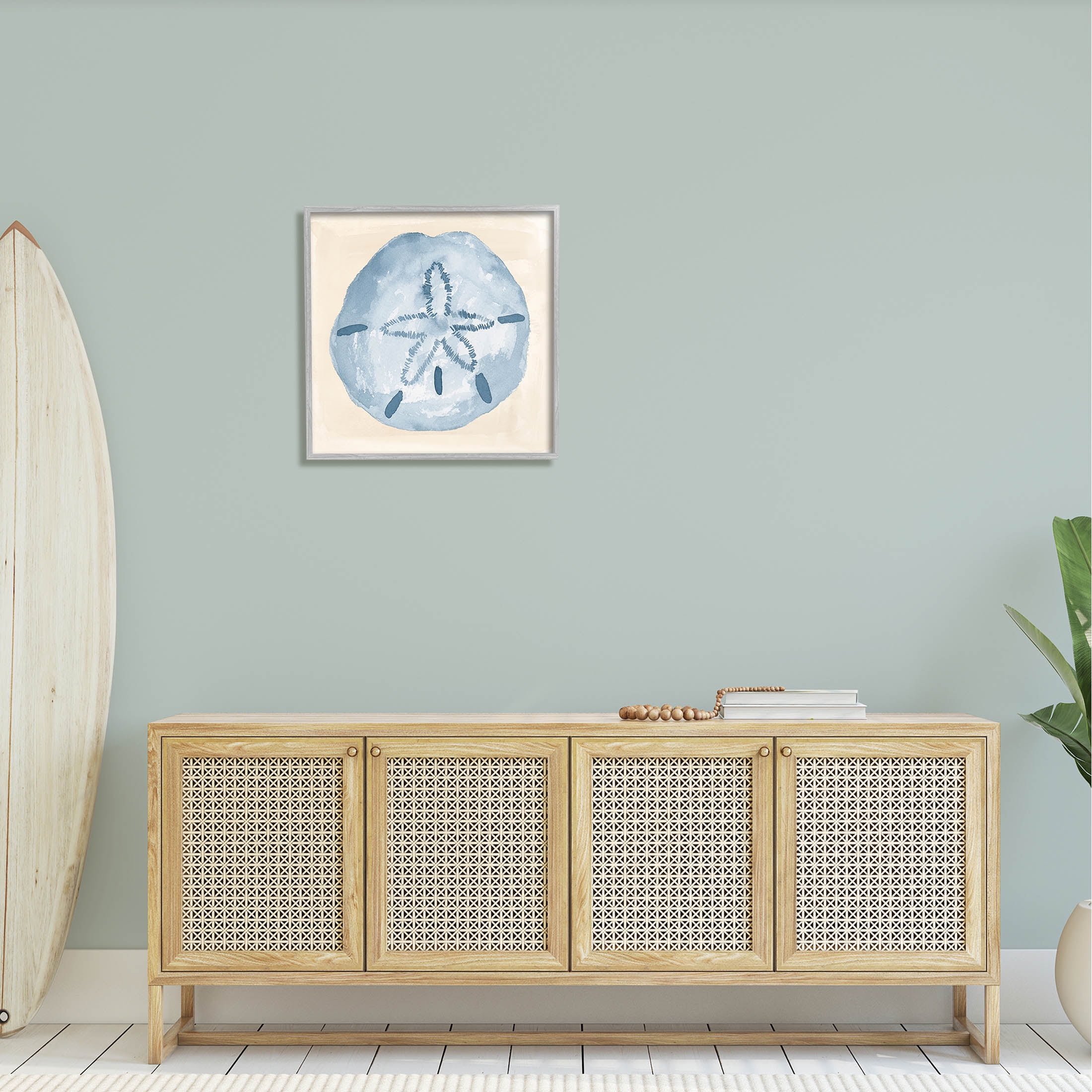 Casual Sand Dollar Beach Life Animals & Insects Graphic Art Gray Framed Art Print Wall Art