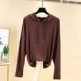 thumbnail image 2 of Womens Tops Loose Fitting Oversized Long Sleeved Hooded T Shirt Made Of Suitable For Casual Base Layer Slimming And Sun Protective Blouses For Women, 2 of 7