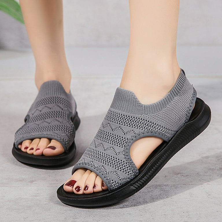 Aayomet Cute Sandals for Women Women Sport Lightweight Breathable Walking Shoes For Summer Mesh Shoes Sandals Women s sandals Gray 7
