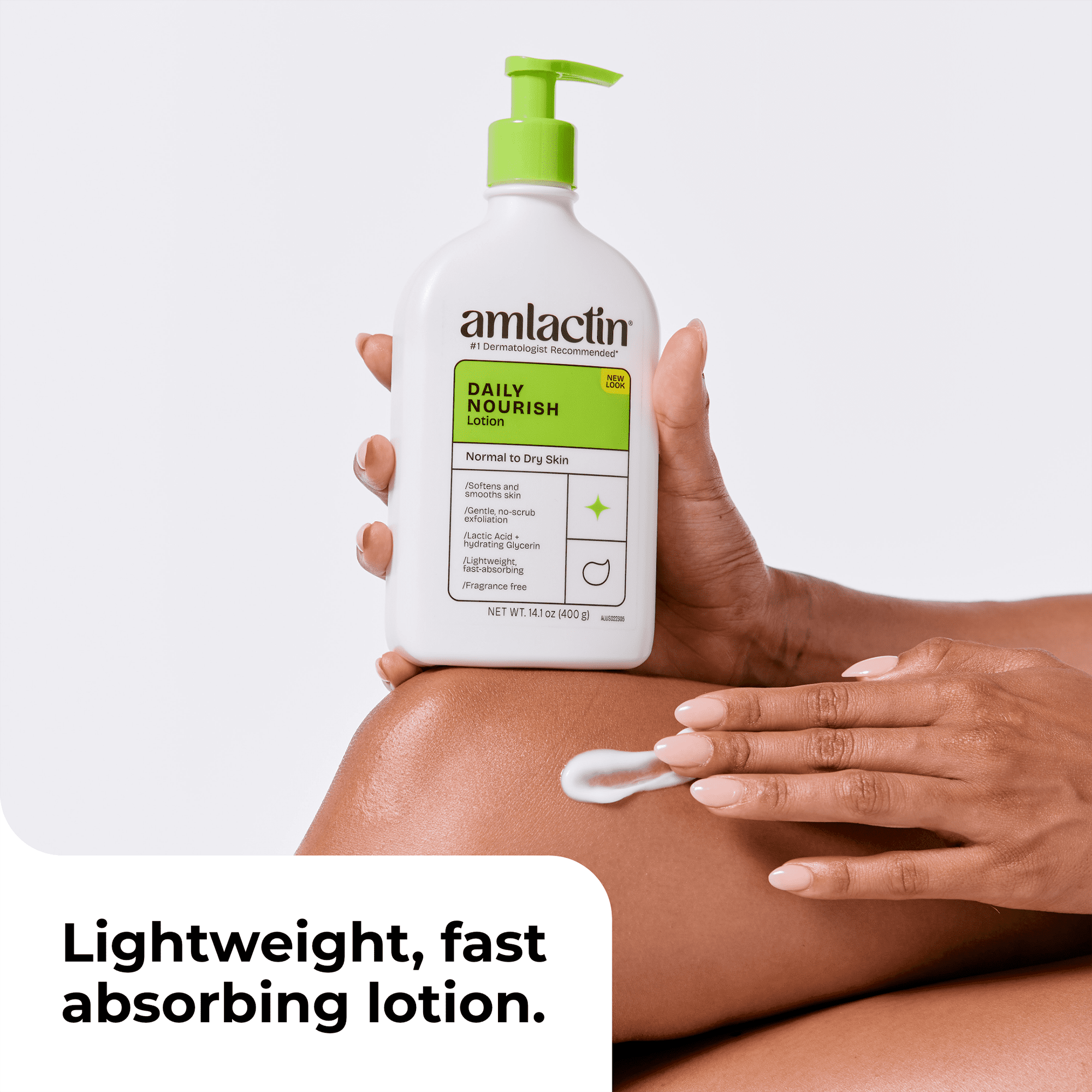 (2 pack) AmLactin Daily Nourish Body Lotion, 12% Lactic Acid for Dry Skin Relief, Exfoliating, 14.1OZ