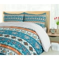 thumbnail image 5 of Ambesonne Tribal Duvet Cover Sets, Floral Aztec Art Pattern, 2-King, Blue Orange and White, 5 of 7