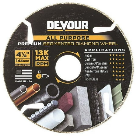UPC: 0855499006060 | Devour 2007493 4.5 in. Dia. Diamond Segmented Cutting Wheel