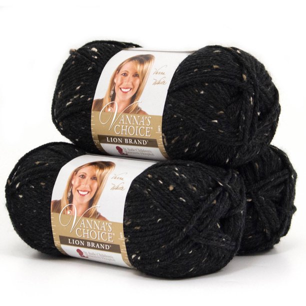 Lion Brand Yarn Vanna's Choice Obsidian Basic Medium Acrylic, Rayon Black Yarn 3 Pack Walmart