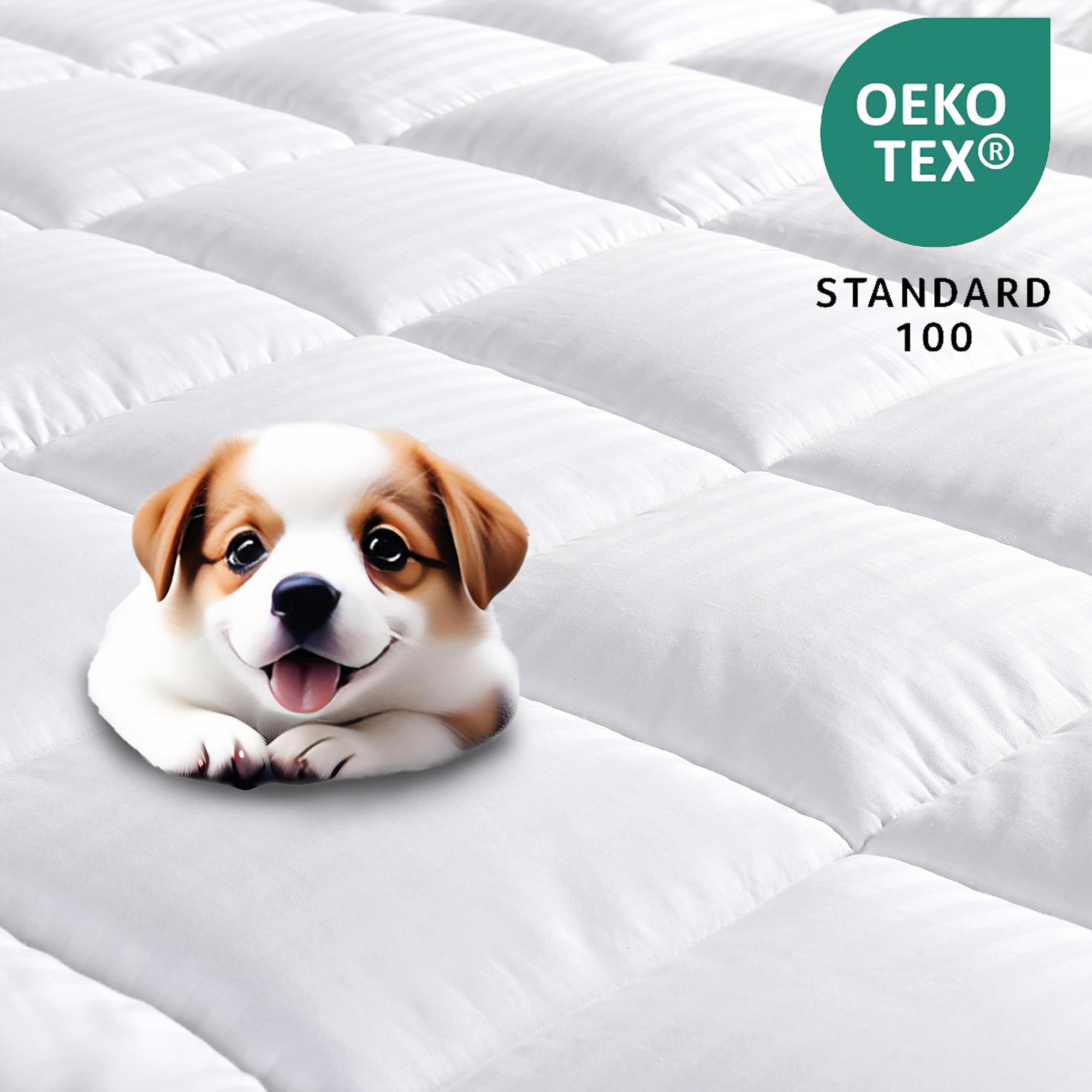 HIG Breathable Cotton Mattress Pad Full Size, Soft Fitted Mattress Cover Protector with 8-21" Deep Pocket, Thick Quilted Pillow Top Mattress Topper for Back Pain, White, 54x75 Inches