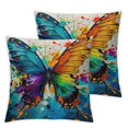 thumbnail image 2 of Acheng Butterfly Throw Pillow Covers Colorful Oil Painting Abstract Rainbow Art Theme Watercolor White Blue Home Sofa Decorative Living Dorm Couch Office,Set of 2 White, 2 of 6