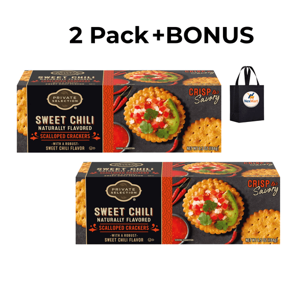 Private Selection Sweet Chili Naturally Flavored Scalloped Crackers, 6.5 oz , 2 Pack Bonus