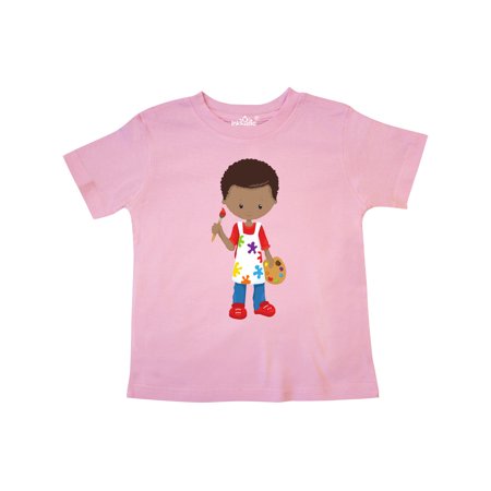 

Inktastic African American Boy Painter Paint Artist Gift Toddler Boy Girl T-Shirt