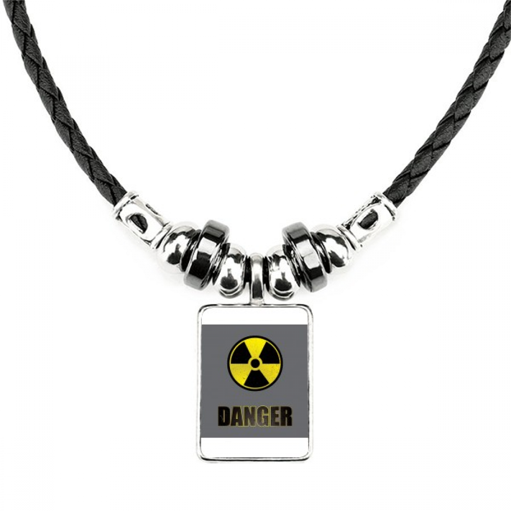 Logo Radioactive Substances Warning Necklace Jewelry Torque Leather Rope Pendant