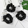 thumbnail image 3 of 3Pack Metallic PU Leather Gold or Black Bright Hair Scrunchies Hair Bobbles Elastics Ponytail Holders Hair Wrist Ties Bands Scrunchies for Show Gym Dance Party Club Girl Women (Black), 3 of 6