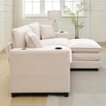 thumbnail image 6 of GNIXUU Corduroy Cloud Sectional Couch, Modular Oversized Loveseat Sofa with Ottoman, Cup Holders & USB Port, Comfy 2 Seater Love Seat for Living Room Small Space, 82.7"W, Beige, 6 of 7