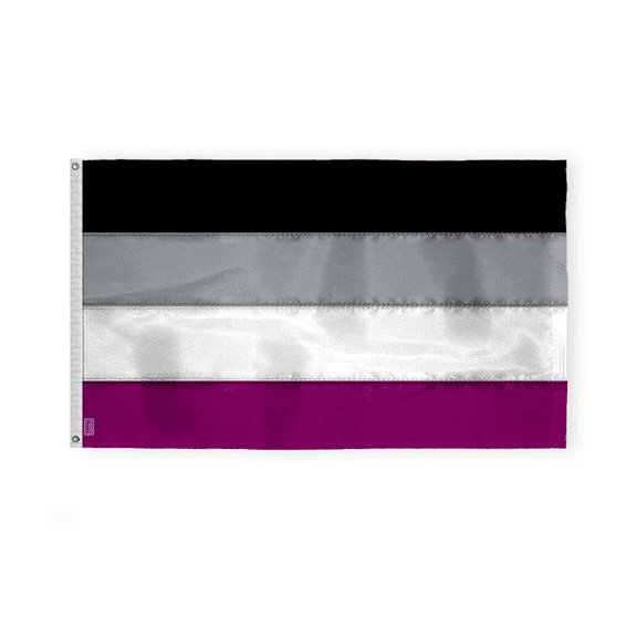AGAS Asexual Embroidered Pride Flag 3x5 Ft - Sewn 200D Nylon - Showcase Your Pride with Vibrant Colors - Deluxe Asexual Pride Flag - Brass Grommets Canvas Header - Quadruple Stitched Fly End