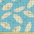 thumbnail image 2 of Rain Fabric by the Yard, Numerous Repeating Ornamental Open Umbrellas Drawing on Blue Colored Backdrop, Upholstery Fabric for Dining Chairs Home Decor Accents, Aqua Eggshell Cocoa by Ambesonne, 2 of 5