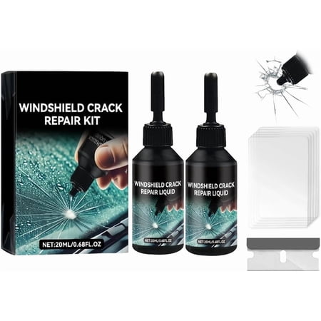 Windshield Crack Repair Kit, 5 MinQuick-Glass Repair Liquid,Long-Lasting for Windshields, Windows, Mirrors