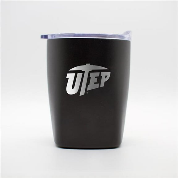 Logo Brands 231-S14PR-BLK-9 University of Texas at El Paso 10 oz Black Etch Powdercoat Rocks Tumbler