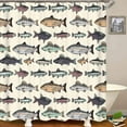 thumbnail image 3 of 4PCS Cabin Bass Fish Shower Curtain Sets with Rugs, Waterproof Fabric Shower Curtain, Country Lodge Lake Hunting Camping Mountain Forest Rustic Farmhouse Bathroom Decor, Fishing Gifts for Men, 3 of 7