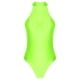 thumbnail image 5 of Traje de baño para mujer, traje de baño sin mangas, leotardo de una pieza, Color sólido brillante, cuello falso, cremallera trasera, traje de baño, 5 of 5