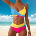 thumbnail image 2 of Womens Swimsuits Two Piece Bikini Sets Bathing Suits for Women Summer Color Block Swimwear Gibobby(XL,Yellow), 2 of 9