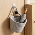 thumbnail image 3 of Hyknon Hanging Storage Basket, Cotton Rope Storage Box with Single Handle, Wall Mount Woven Organizer Bin, Solid Color Multi-Functional Small Hanging Caddy for Bathroom Kitchen Entryway Home Storage, 3 of 4