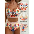thumbnail image 3 of Eytino Swimming Suits for Women 2 Piece U Wire Cutout Bikini Sets Floral Print High Waisted Swimsuit Summer Beach Swim Bathing Suit, 3 of 10