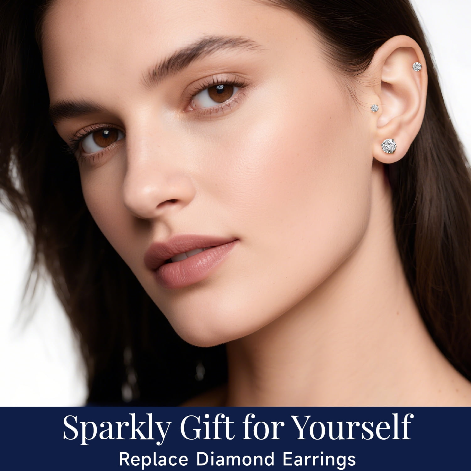 MomentWish Stud Earrings for Women 925 Sterling Silver Round Cut Moissanite Solitaire Earrings