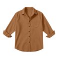 thumbnail image 4 of thefmos Men's Long Sleeve Button Down Shirt Fall Winter Spring Casual Basic Collared Top Loose Fit Everyday Wear Office Work Outfits, Brown L, 4 of 5